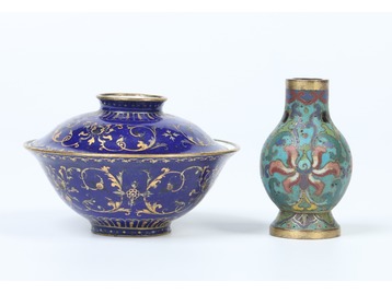 A Cantonese enamel bowl and other.