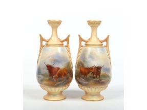 Pair of Stinton Royal Worcester vases.