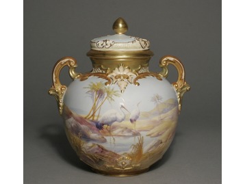 A Royal Worcester urn by Walter Powell.