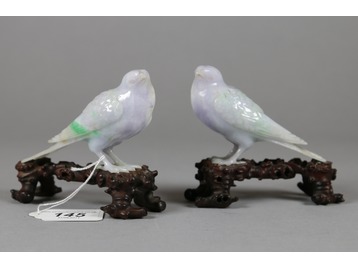 A pair of Chinese jade birds.