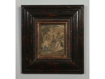 A framed 17th century domestic embroider