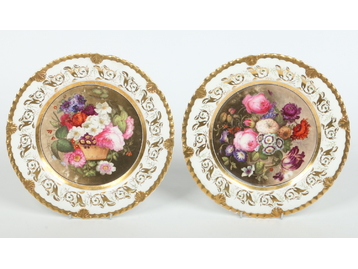 A pair of early Rockingham dessert plate