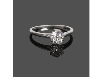 An antique diamond solitaire ring. Set w