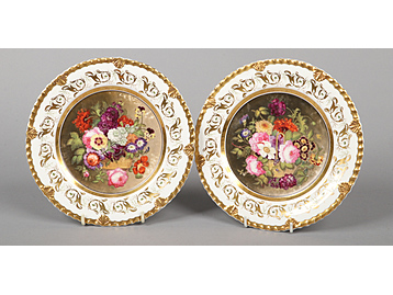 A fine pair of Rockingham dessert plates