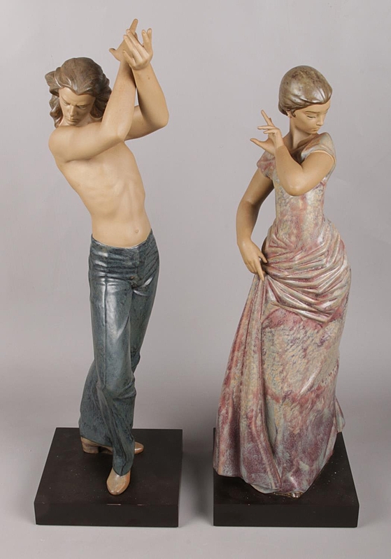 A pair of large Lladro dancing figures. 