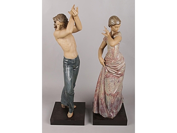 A pair of large Lladro dancing figures. 