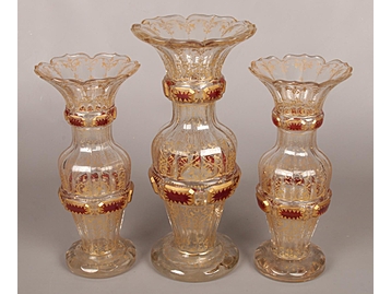 A garniture of early Bohemian clear glas