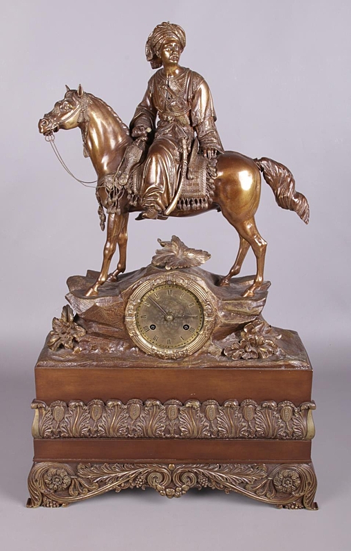 A French bronze eight day mantel clock s