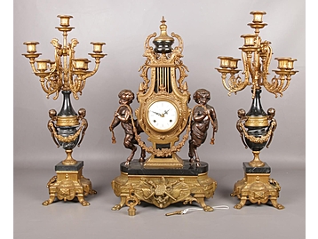 An Italian Imperial gilt metal and marbl