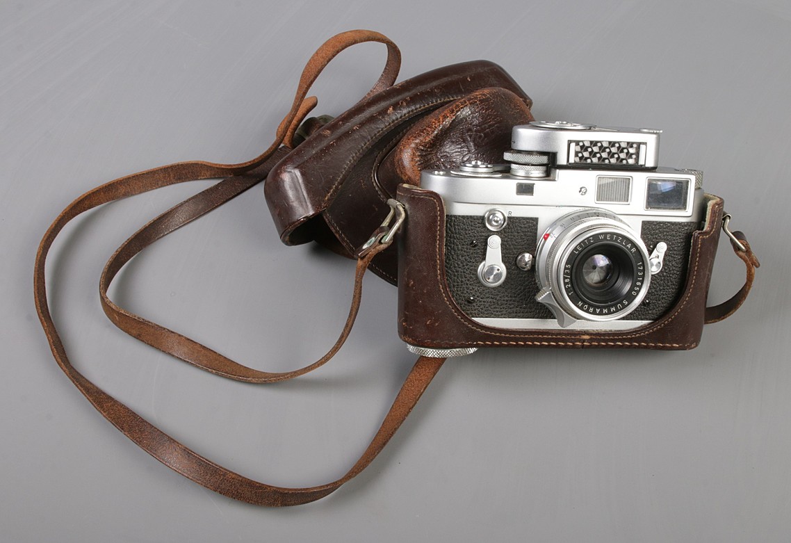 A Leica M2 35mm rangefinder camera in or
