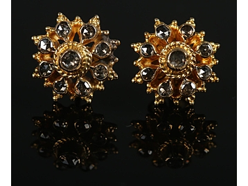 A pair of yellow gold and black diamond 