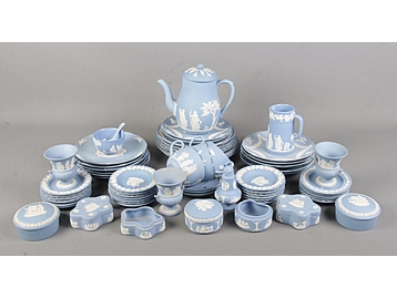 A large collection of Wedgwood blue Jasp