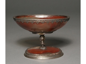A silver mounted agate bowl.