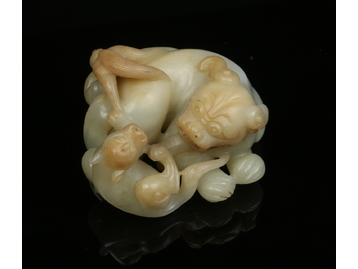 An antique Chinese celadon jade carving 