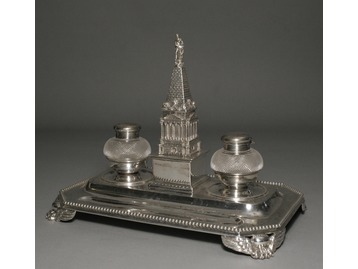 A Victorian silver desk stand.