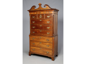 A George III oak chest on chest. With sw